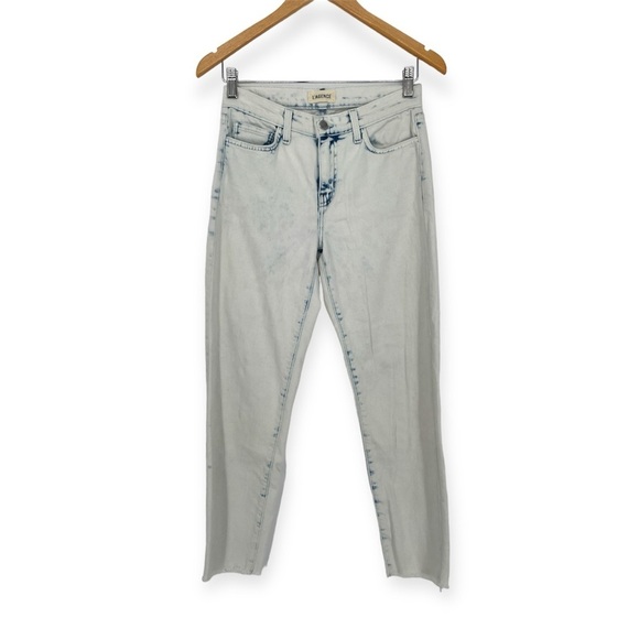 L’AGENCE‎ Women’s Mid Rise Raw Hem Tapered Leg Acid Wash Jeans Size 25 - Picture 1 of 5